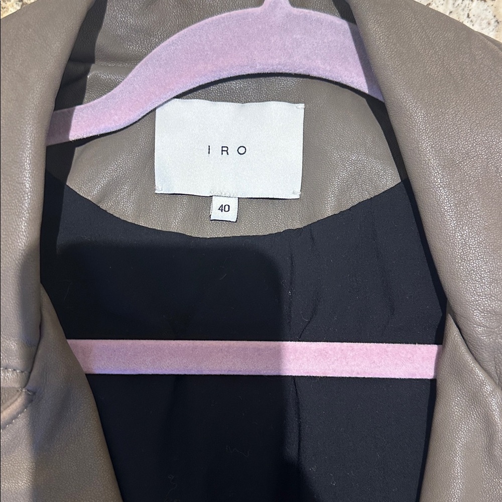 IRO Leather Moto Jacket in Gray/Putty Color - Picture 5 of 12